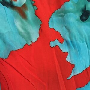 #5 🌸 Abigail Red and Teal Blue Flower Print Wrap Pant